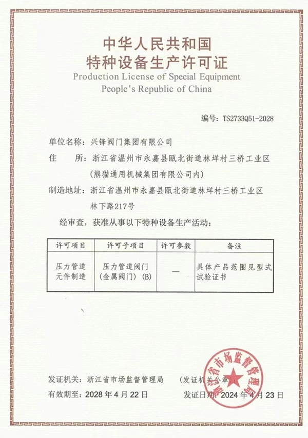 TS Special Equipment Production License
